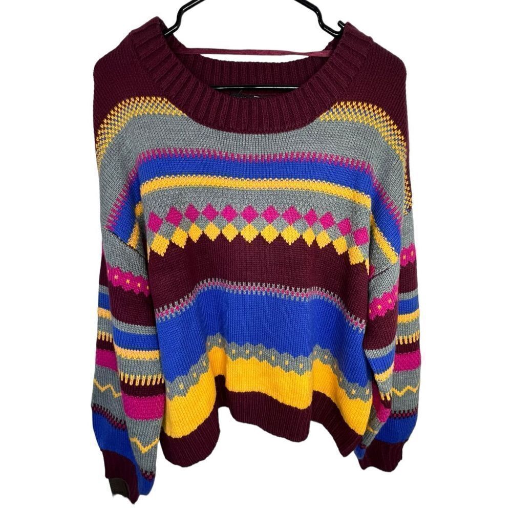 NWT Lane Bryant Funky Striped Colorful Loose Fit Knit Sweater